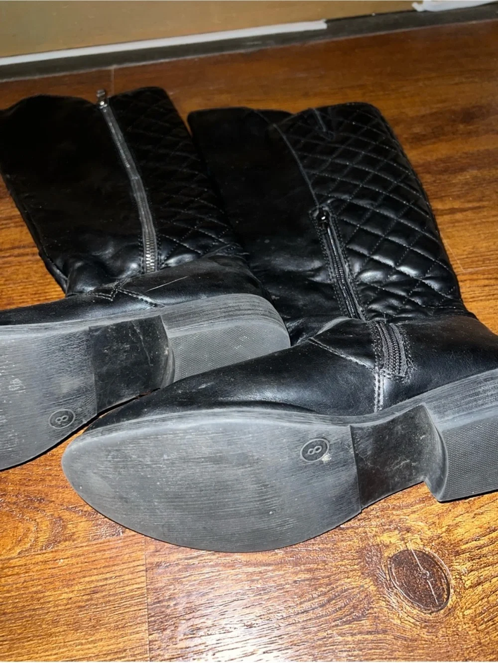 Mossimo Supply Co. Black Knee High Quilted Y2K Classic Riding Boots Size 8